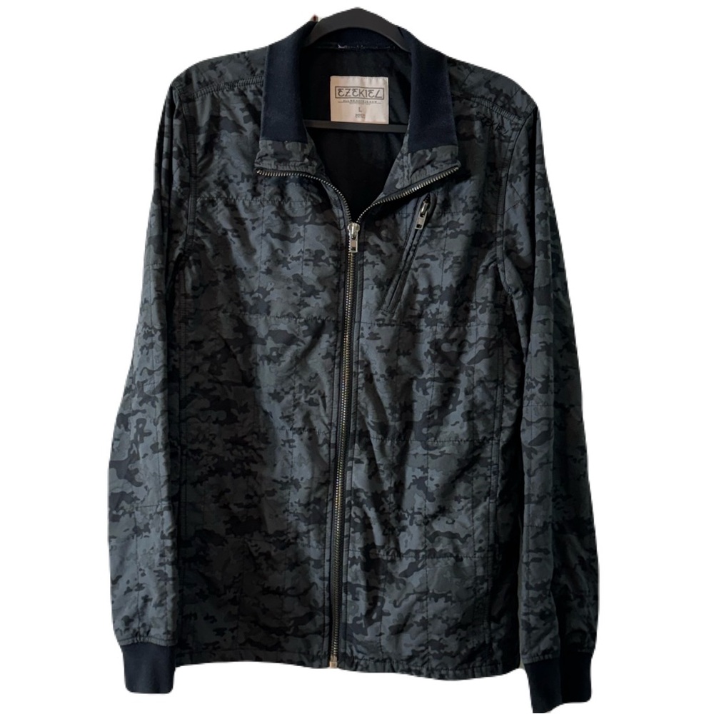 Ezekiel Lightweight Quilted Jacket Full Zip Black Camo Men's Large